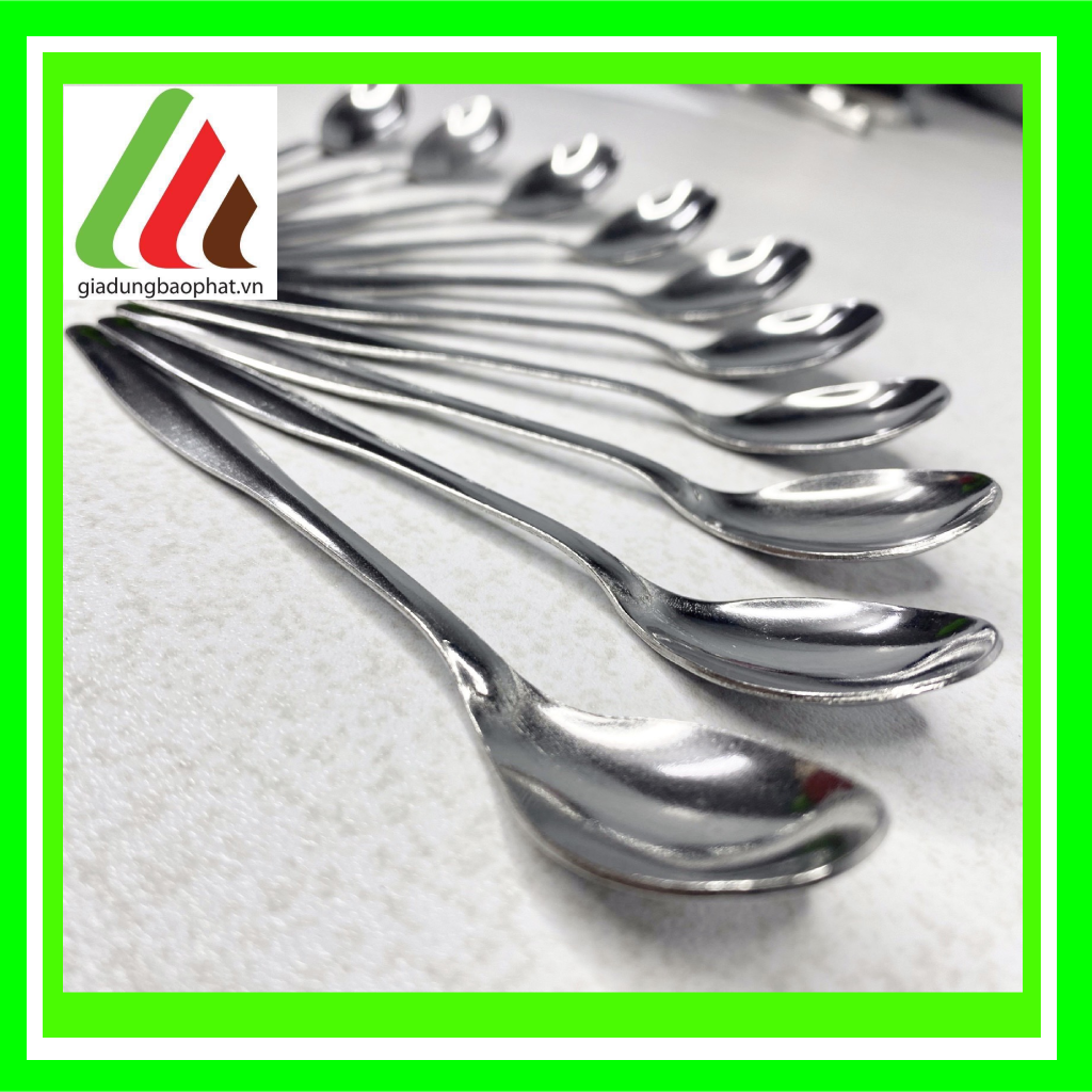 Bộ 10 muỗng / thìa inox cà phê nhỏ đơn giản đẹp dễ thương sáng bóng dày dặn cán ngắn 12,5cm