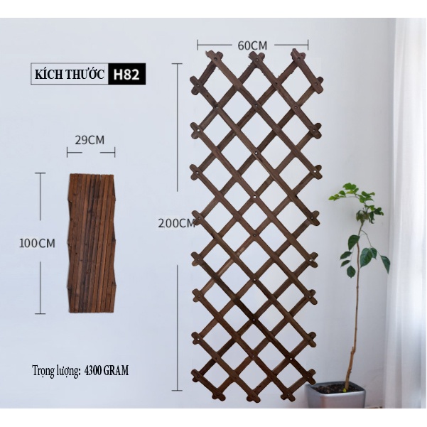 Gỗ gắn tường treo chậu cây,giàn leo hoa ban công, gắn tường- Khung treo co giãn điều chỉnh- Chịu nắng mưa...
