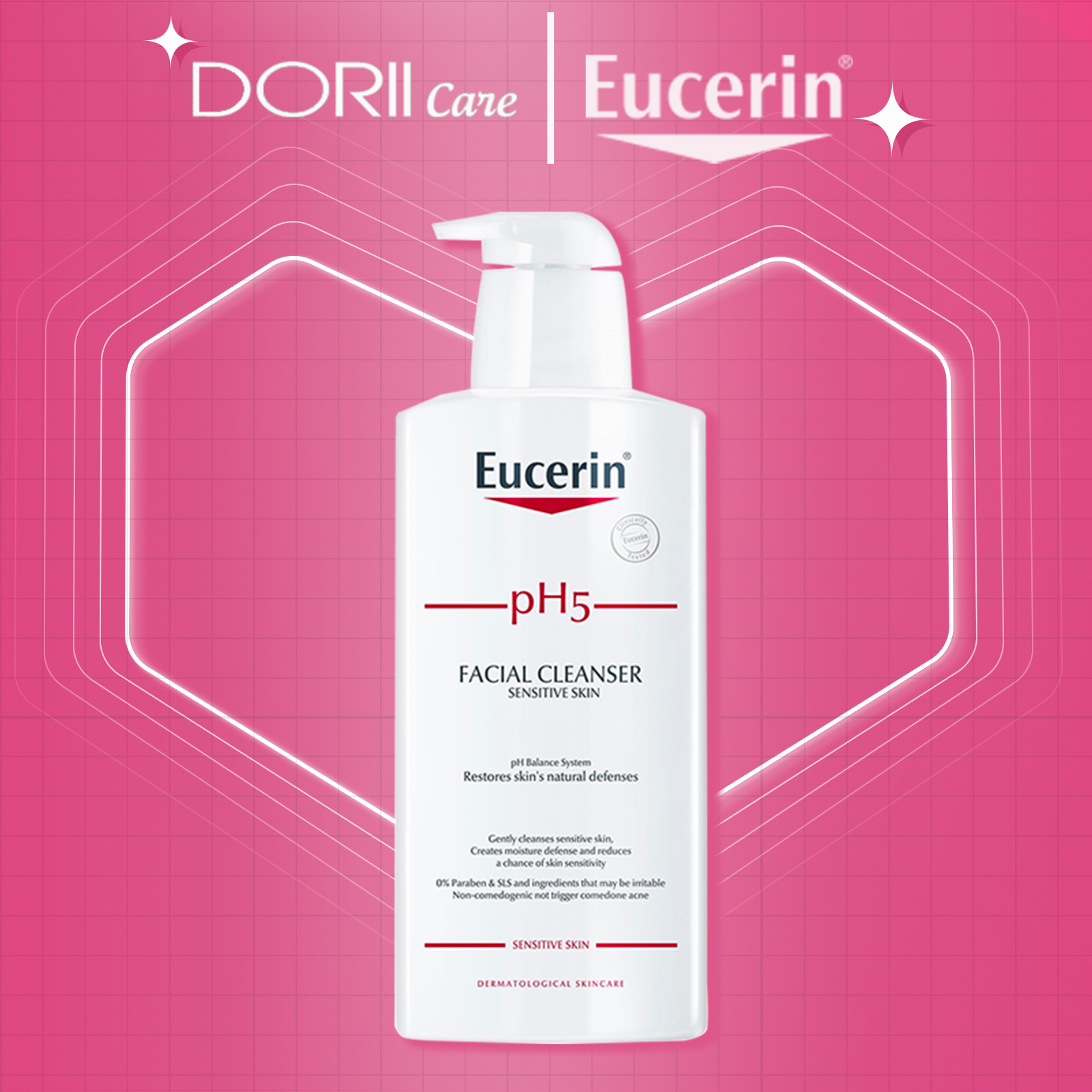 HSD 2027 Eucerin Sữa Rửa Mặt Cho Da Nhạy Cảm PH5 Facial Cleanser 400ml