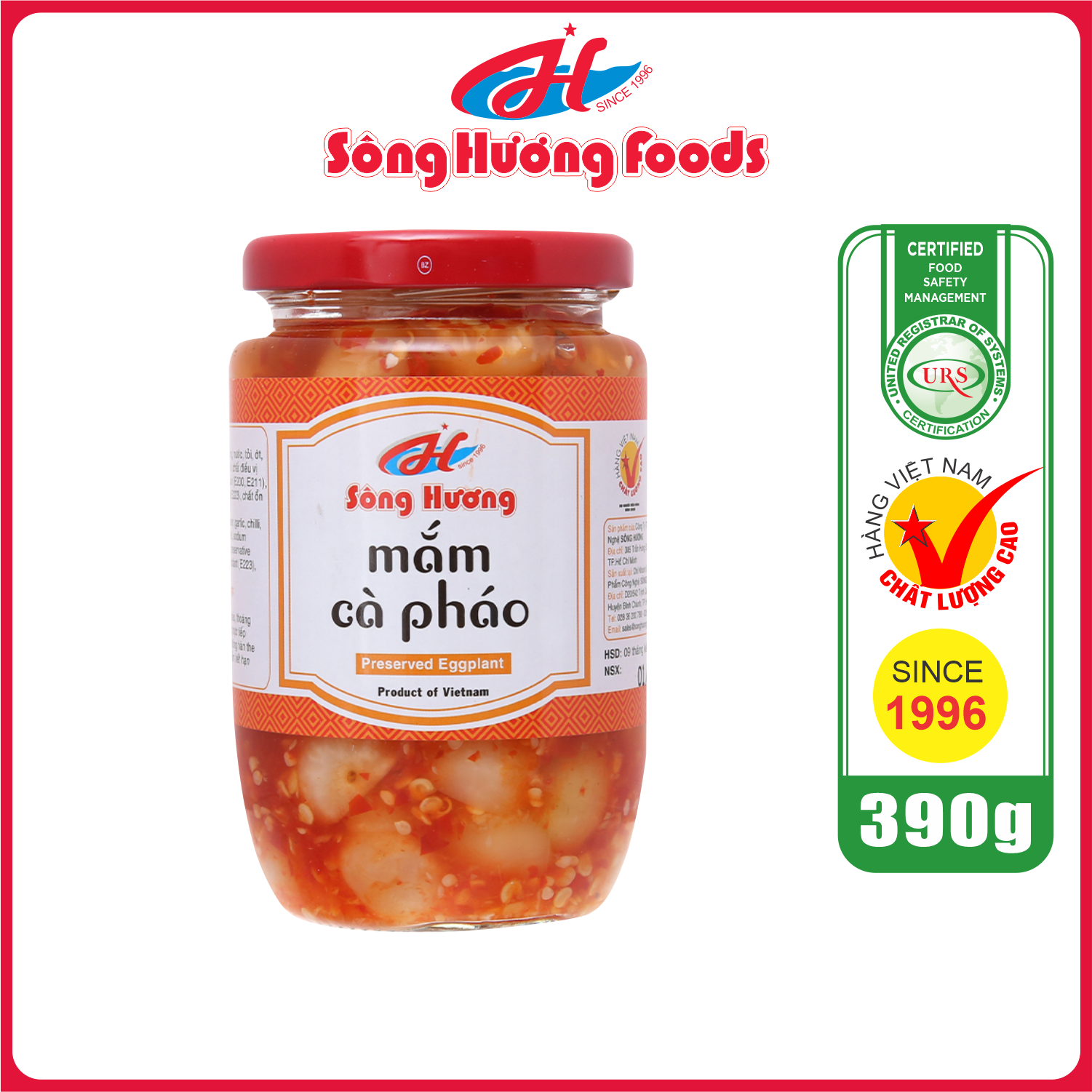 Mắm Cà Pháo Sông Hương Foods Hũ 390g - Ăn kèm cơm , bún , phở , mì tôm , ăn vặt , thịt nướng