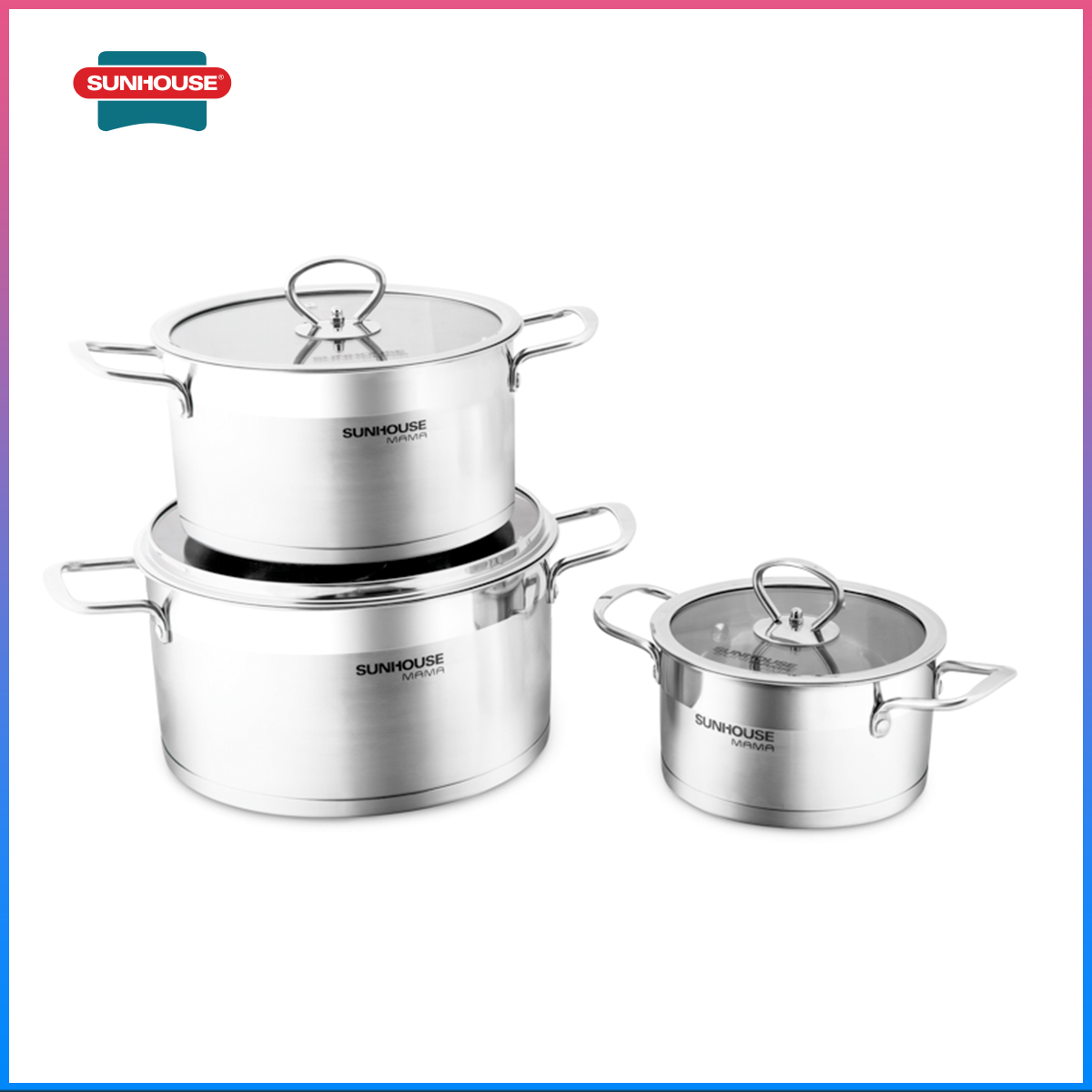 Bộ nồi inox 5 đáy sunhouse mama sh784