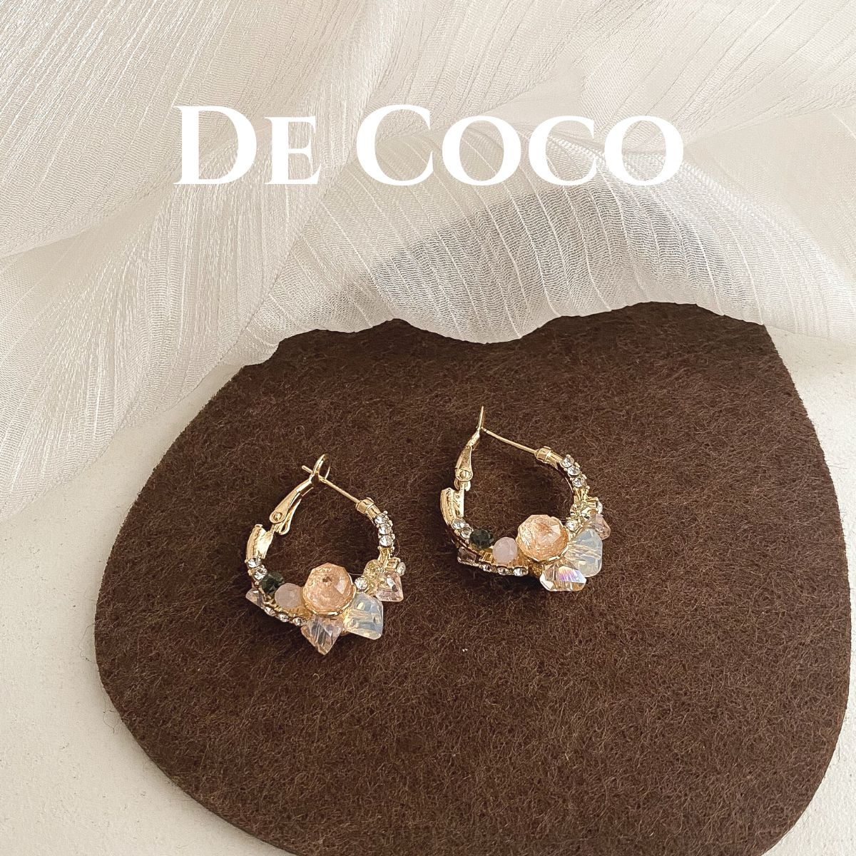 Khuyên tai, bông tai nữ Vòng tròn đính hoa cườm De Coco