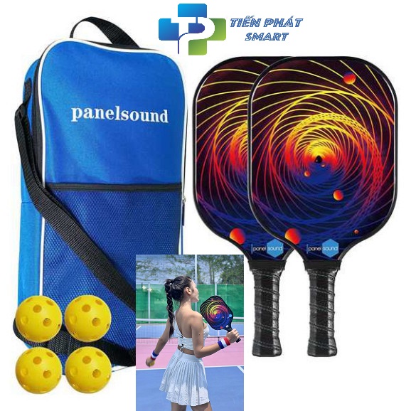 Bộ 2 Vợt Chơi Bóng Pickleball Siêu Nhẹ Và Nhanh Chóng Kèm Túi Đựng 4 Quả Bóng {gồm 4 bóng 1 túi ( 2 vợt)}Vòng Xoáy Đỏ