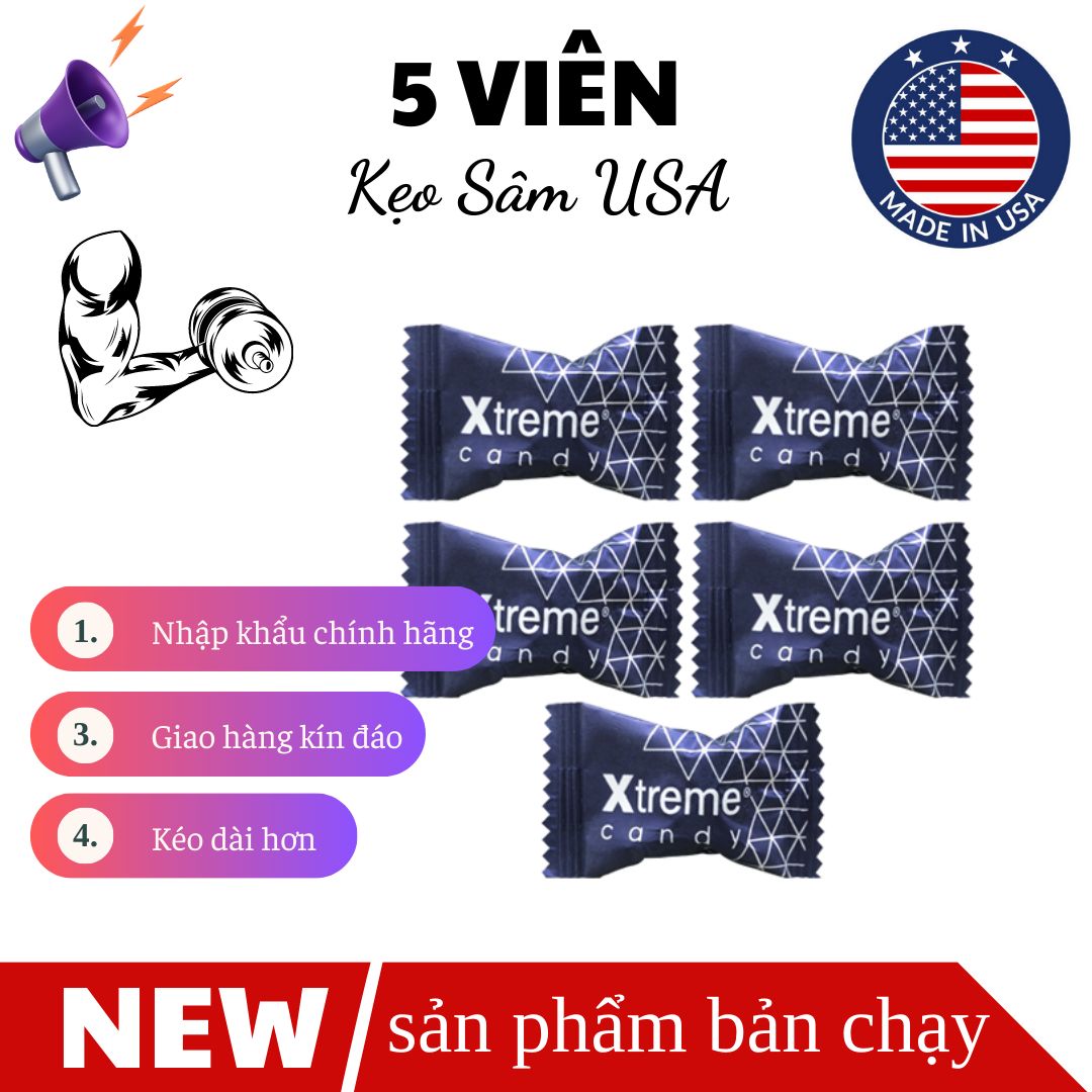 Kẹo Hồng Sâm Xtreme USA Hương Cà Phê - Gói 5 Viên Cao Cấp - Nhập Khẩu Chính Hãng