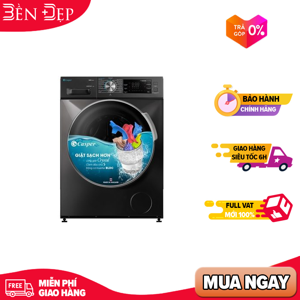 Máy giặt casper inverter 8.5 kg wf-85i140bgb mới 2021