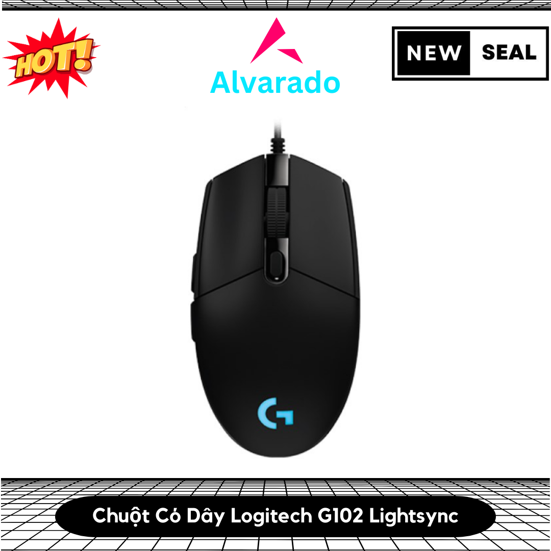 Chuột Gaming Logitech G102 LightSync , Chuột có dây Gaming Logitech G102 LightSync , có thể lập trình Logitech 6 nút nhấn cùng hệ thống LED RGB DPI 8.000 , Hiệu ứng sóng màu Lightsync RGB với 16,8 triệu màu