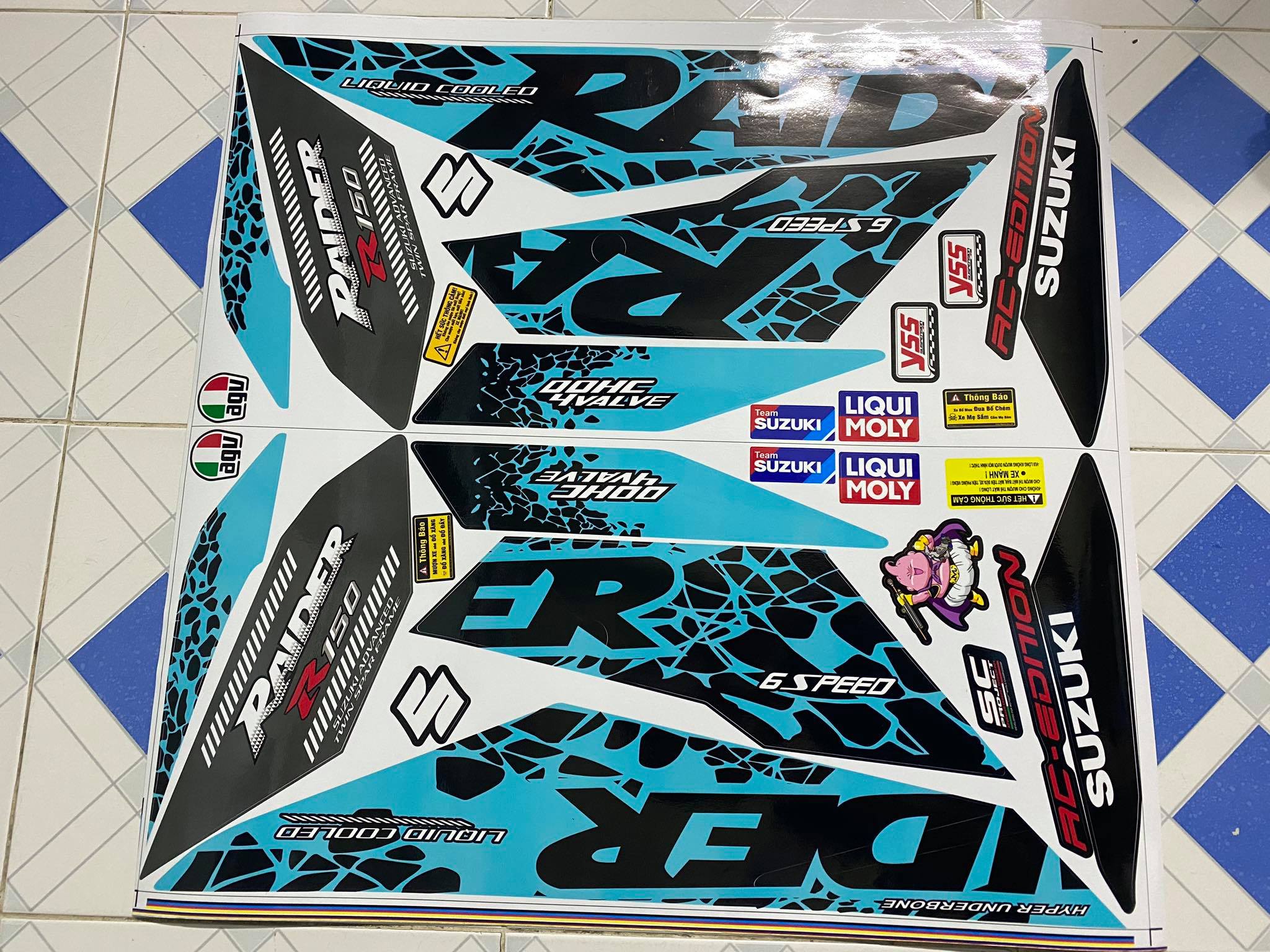 [HCM]TEM RỜI RAIDER FI STONE 2019 XANH NITRON TẶNG TEM DÁN XI NHAN