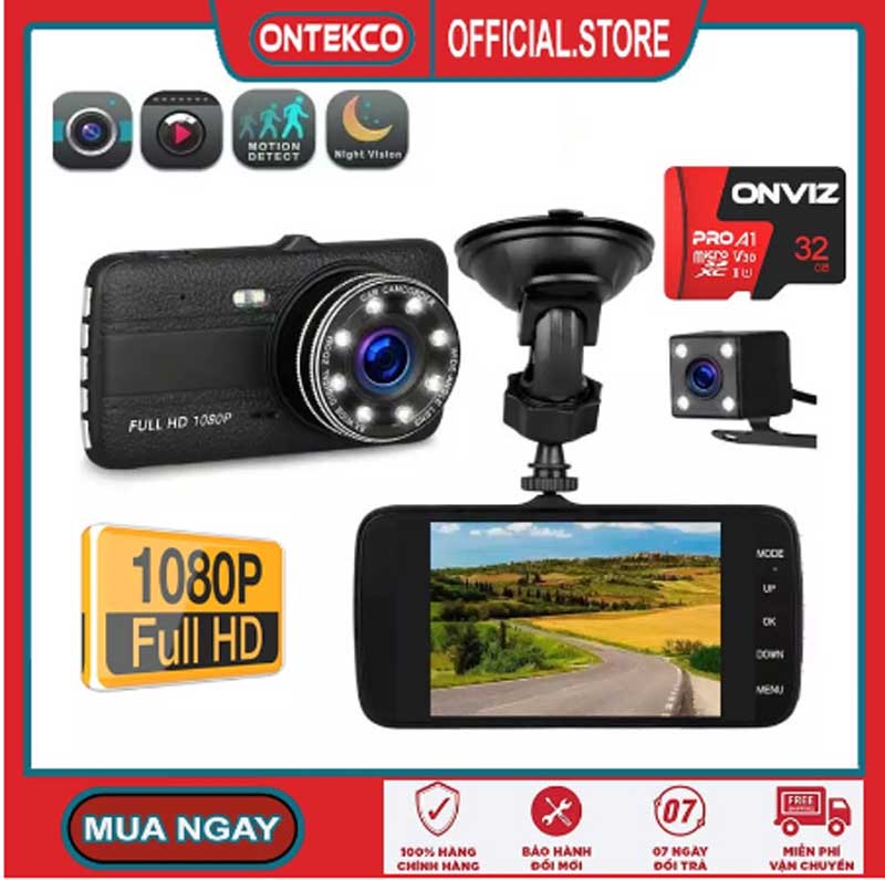 Màn 4.0 inch Camera hành trình ô tô Onviz X004/ 3 mắt camera, màn hình 4.0 inh full HD, ghi hình đa chiều