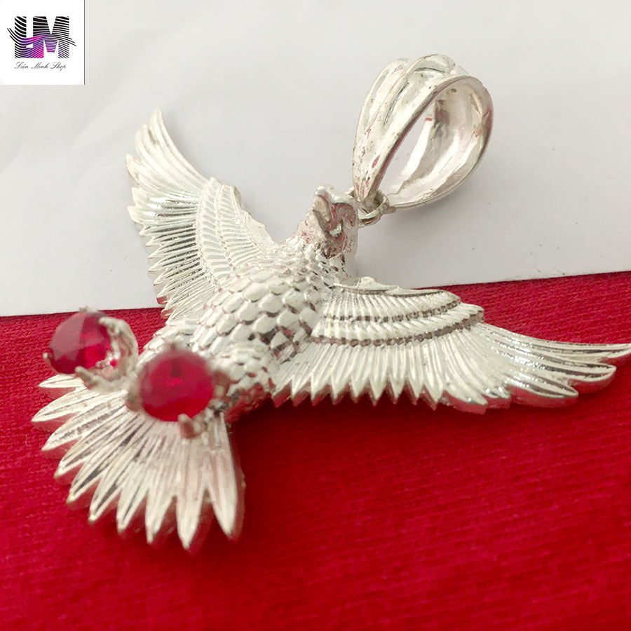 Mặt dây chuyền nam hình Đại Bàng giang cánh đúc bạc trắng không xi mạ, phong cách độc lạ phù hợp cho mọi lứa tuổi