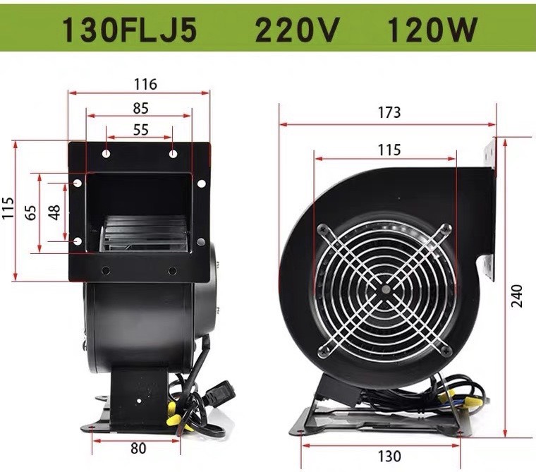 Eak - quạt 120w 220v 130flj5 - quạt sò - quạt thổi hút ly tâm - hút khói bếp bbq , thổi mát dàn nóng máy làm kem , làm mát tủ điện , máy cnc , máy laser ,..