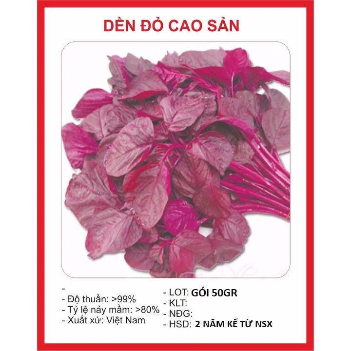 Hạt giống rau dền đỏ - gói 50gr