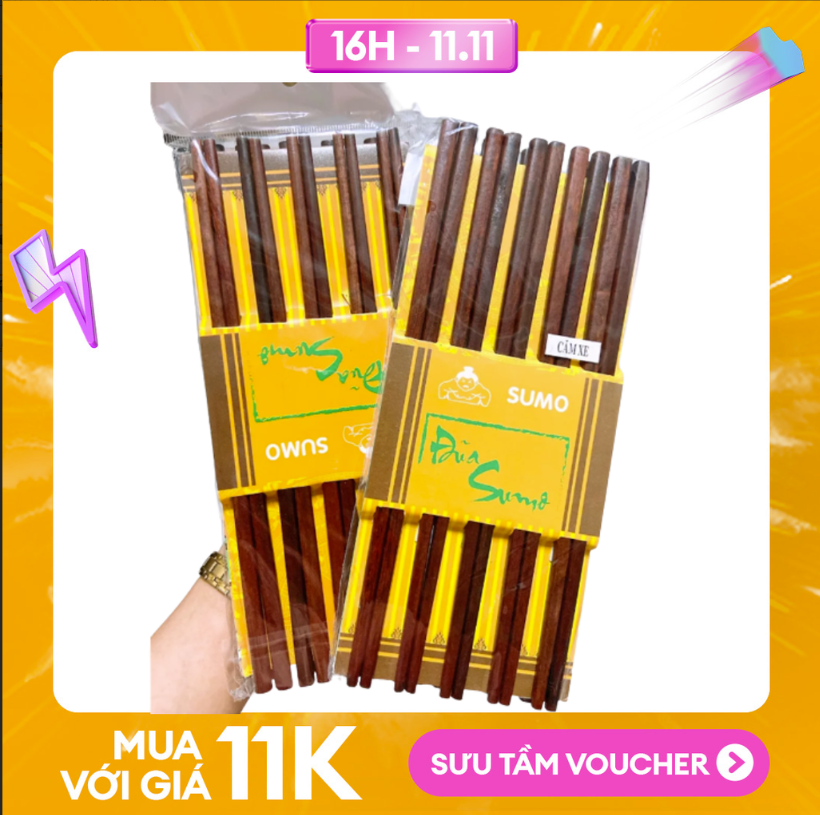 Bộ 10 đôi đũa gỗ tự nhiên đũa gỗ căm xe