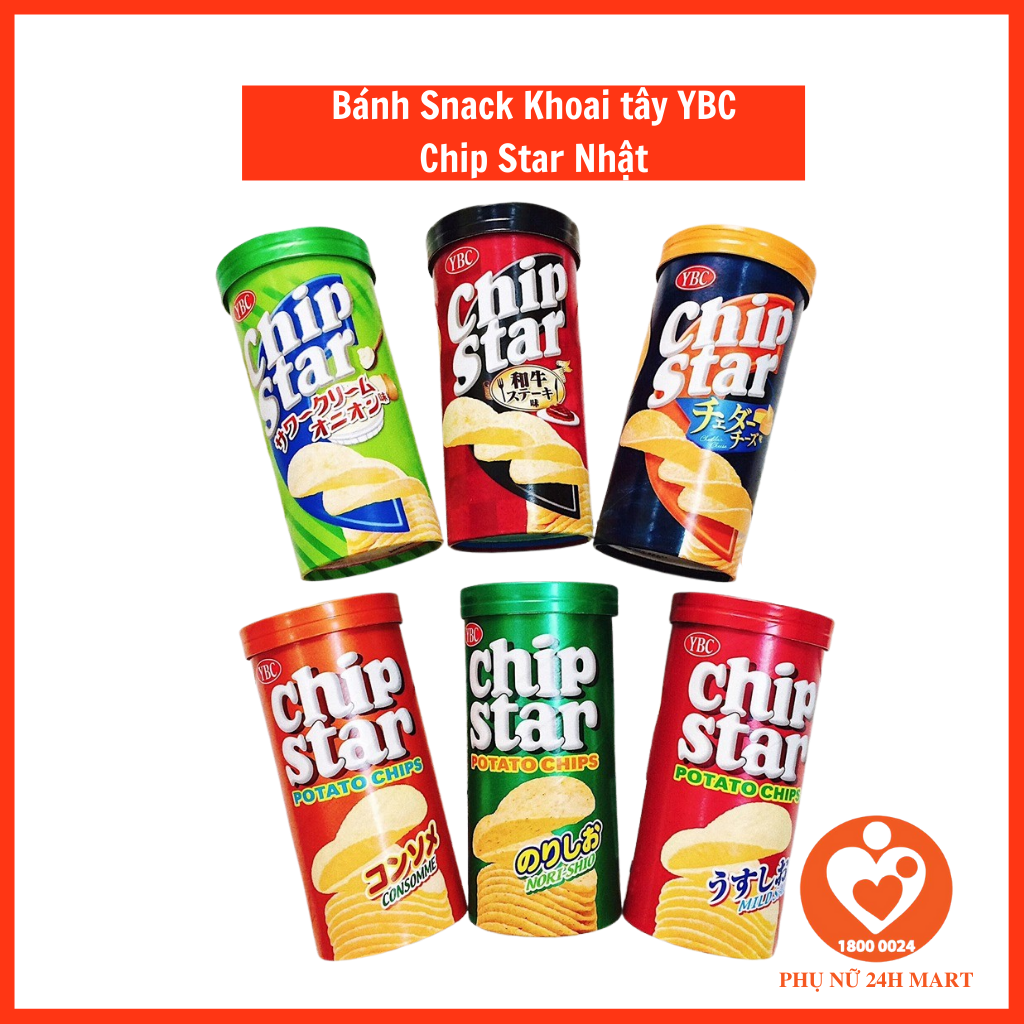 Bánh Snack Khoai tây YBC Chip Star Nhật 6 vị hộp 50g [DATE T1/2025]