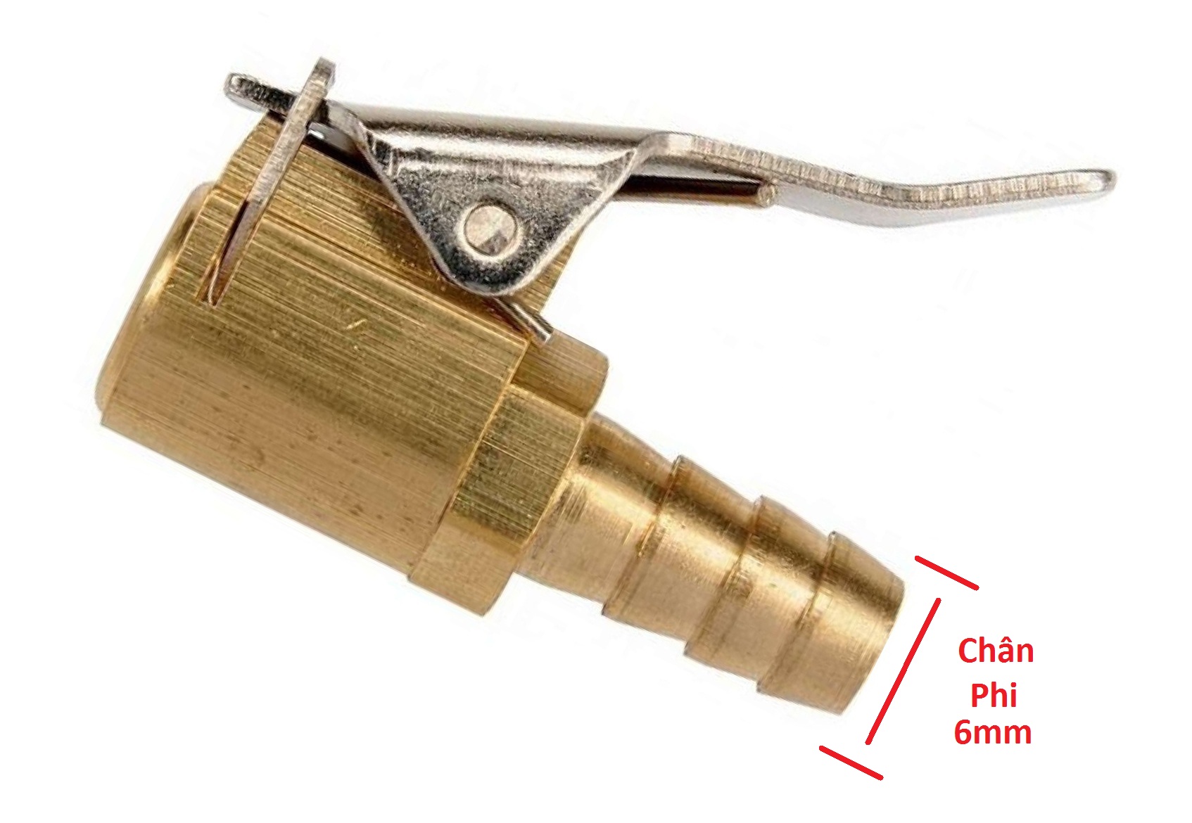 Đầu bơm lốp 8mm,  Kẹp Đồng Thau Lốp kẹp Van Máy Bơm Không Khí Chuck Clip Cái Bơm Lốp Đầu Nối Van Lốp Xe Hơi, Xe Máy K6 ( Đầu Gắn Trực Tiếp với vòi bơm cỡ 6mm) pkb