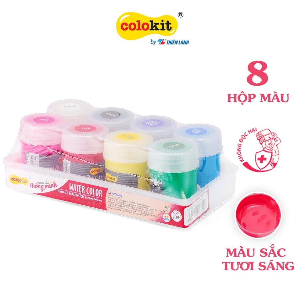Màu nước Thiên Long vỉ 8 màu chính hãng