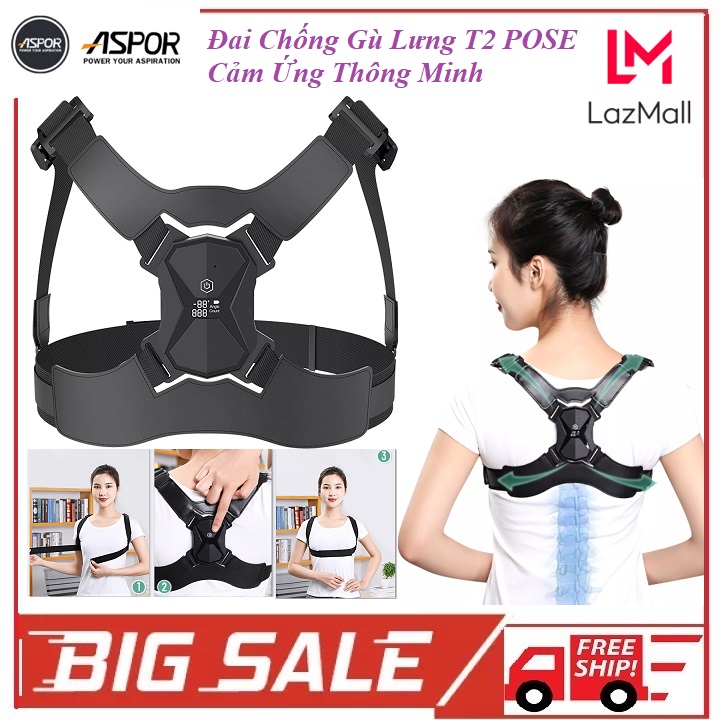 Đai chống gù lưng T2 Pose,Đai lưng cột sống - đai lưng chống gù thông minh cho nam và nữ - áo chống gù lưng cho trẻ em và người lớn, cảm biến thông minh rung khi sai tư thế