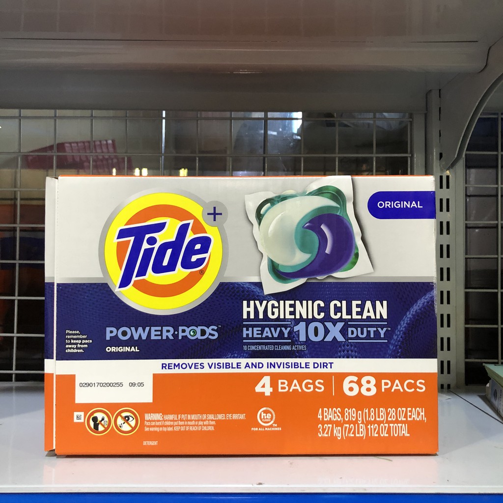 Combo thùng 4 bịch viên giặt tide power pods 68 viên