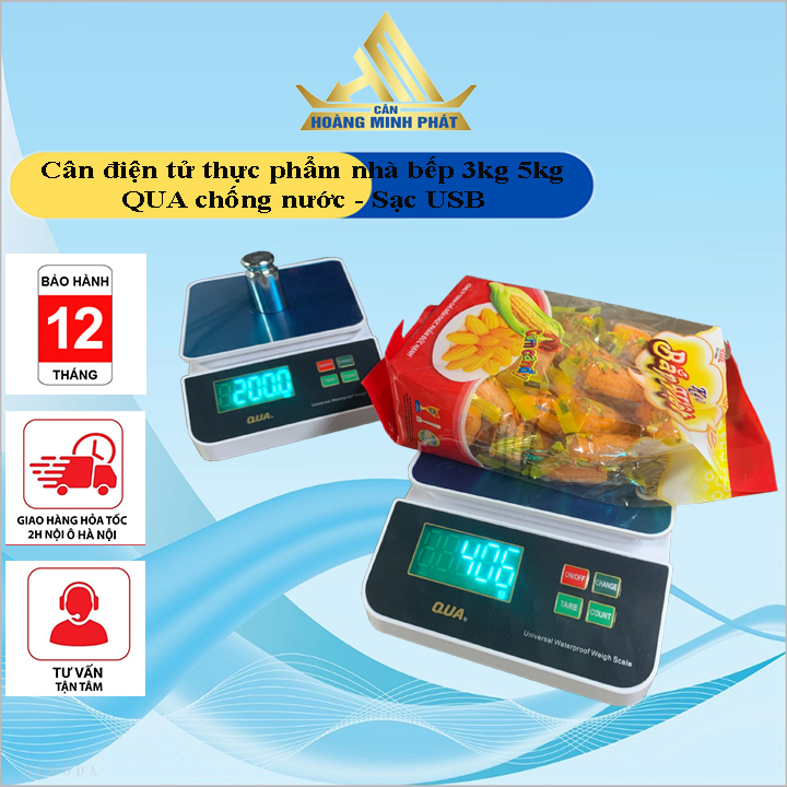 Chống nước cân điện tử nhà bếp cân tiểu ly Mini QUA [ 5kg/1g ] - [ 3kg/0.1g ],siêu chính xác. bảo hành 12 Tháng [ CÂN HOÀNG MINH PHÁT ]