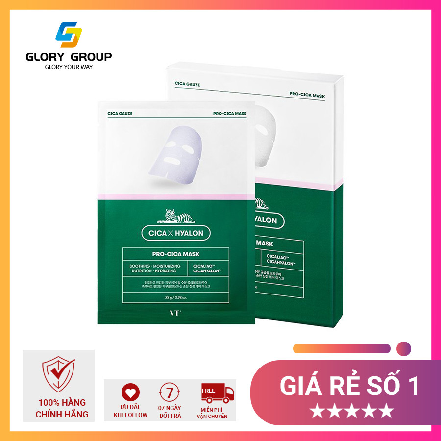 Hộp Mặt nạ 6 Miếng Cao Cấp cấp ẩm, phục hồi da VT Pro Cica Mask Hàn Quốc dưỡng ẩm, phục hồi da, cam kết Chính Hãng
