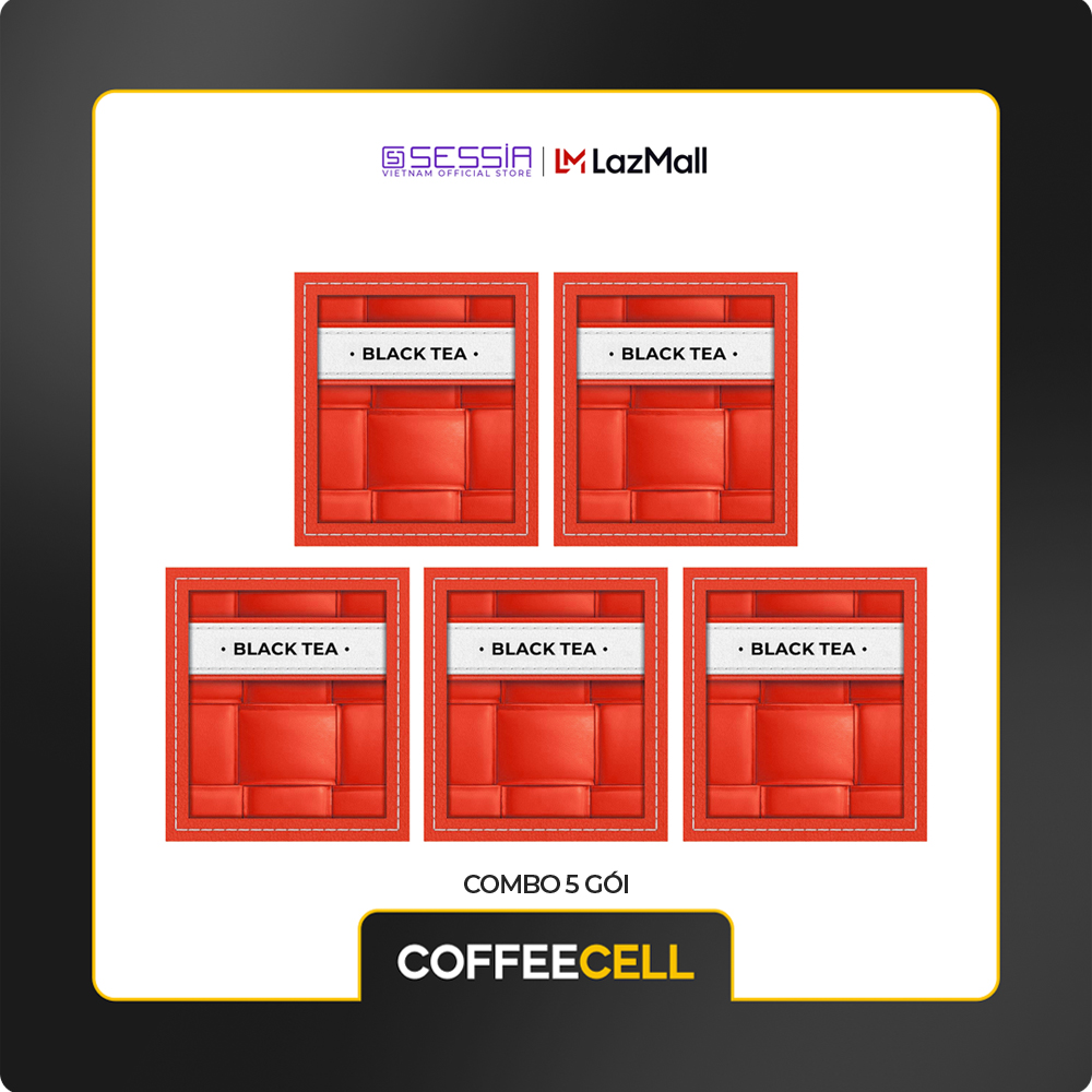 Coffeecell combo 5 gói trà đen với nhân sâm trắng thượng hạng - hàng chính hãng