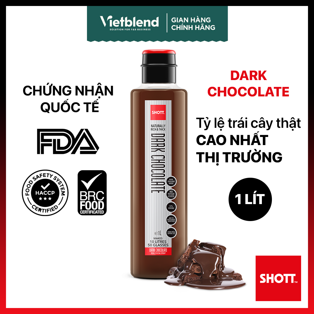 Syrup shott vị dark chocolate chai 1 lít - nguyên liệu pha chế đồ uống