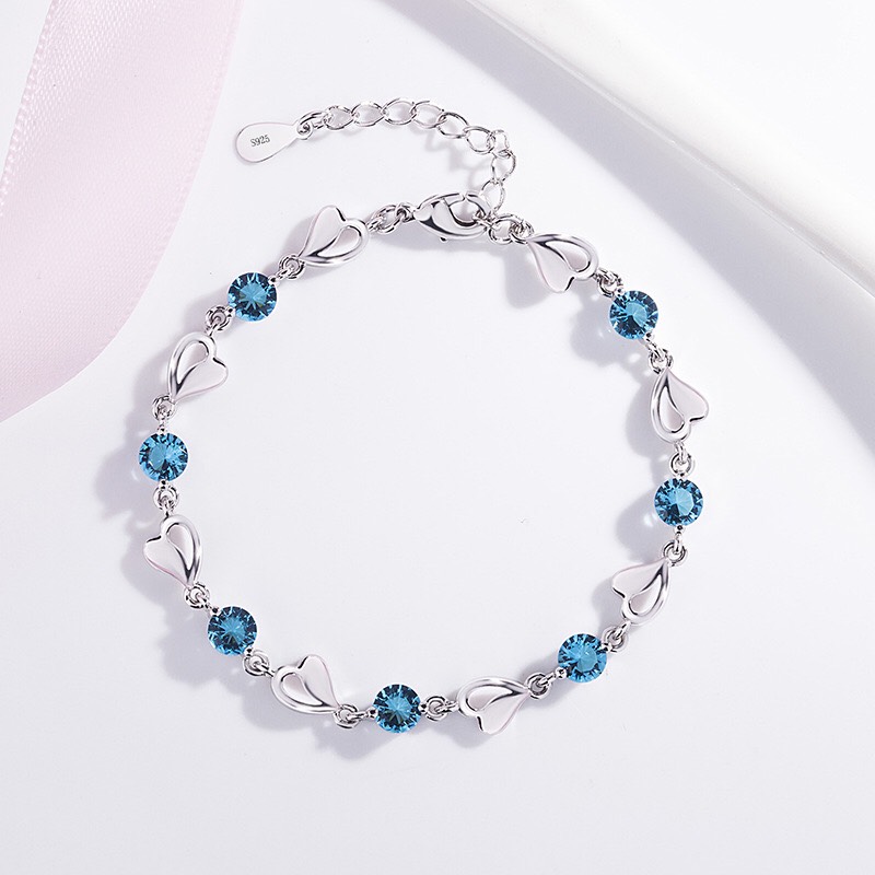 Lắc tay bạc s925 đính đá zircon thời trang cho nữ