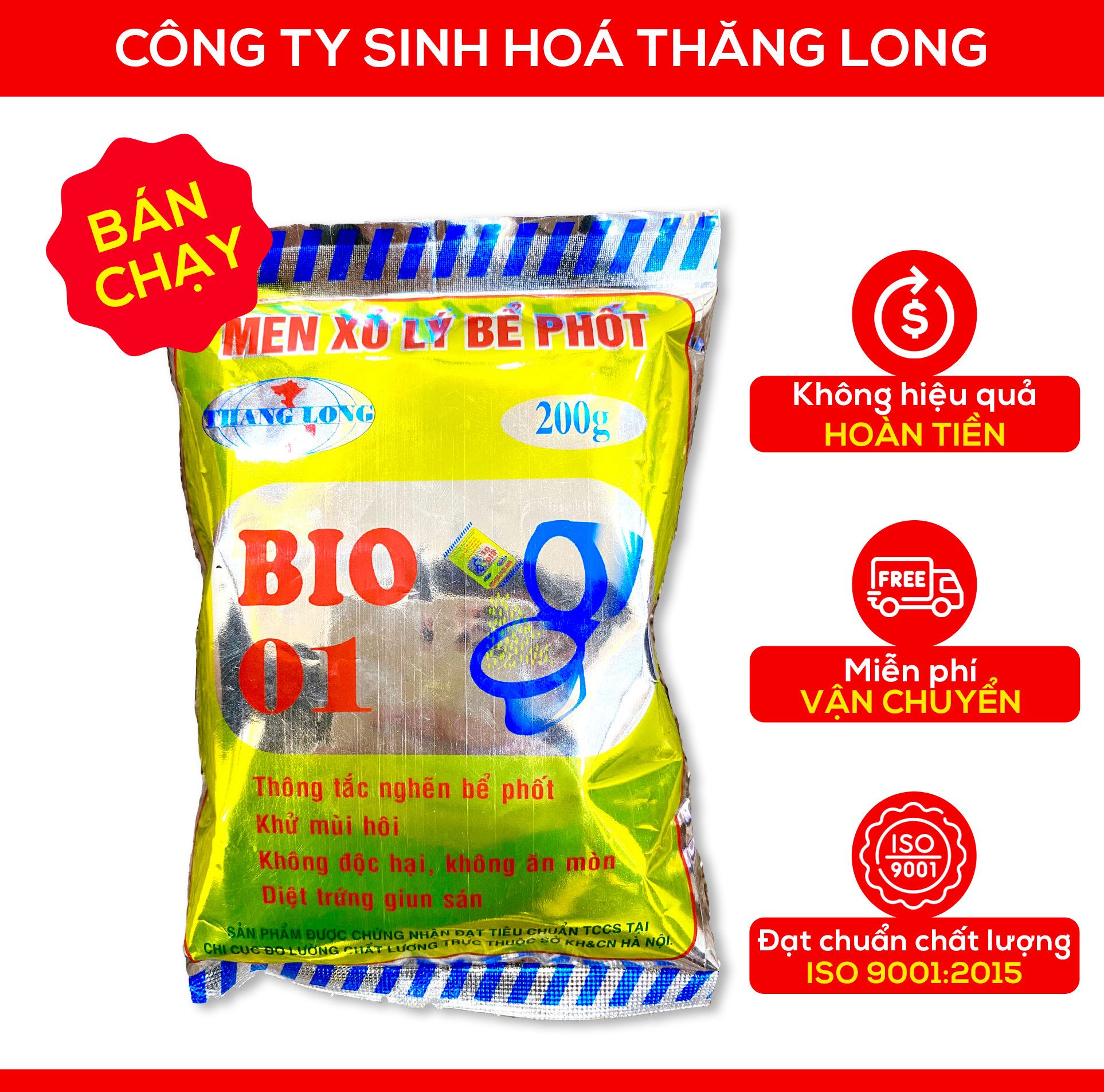 MEN XỬ LÝ BỂ PHỐT BIO1 - KHỬ MÙI WC, KHỬ MÙI BỒN CẦU  - Không hiệu quả hoàn tiền - Hàng CHÍNH HÃNG