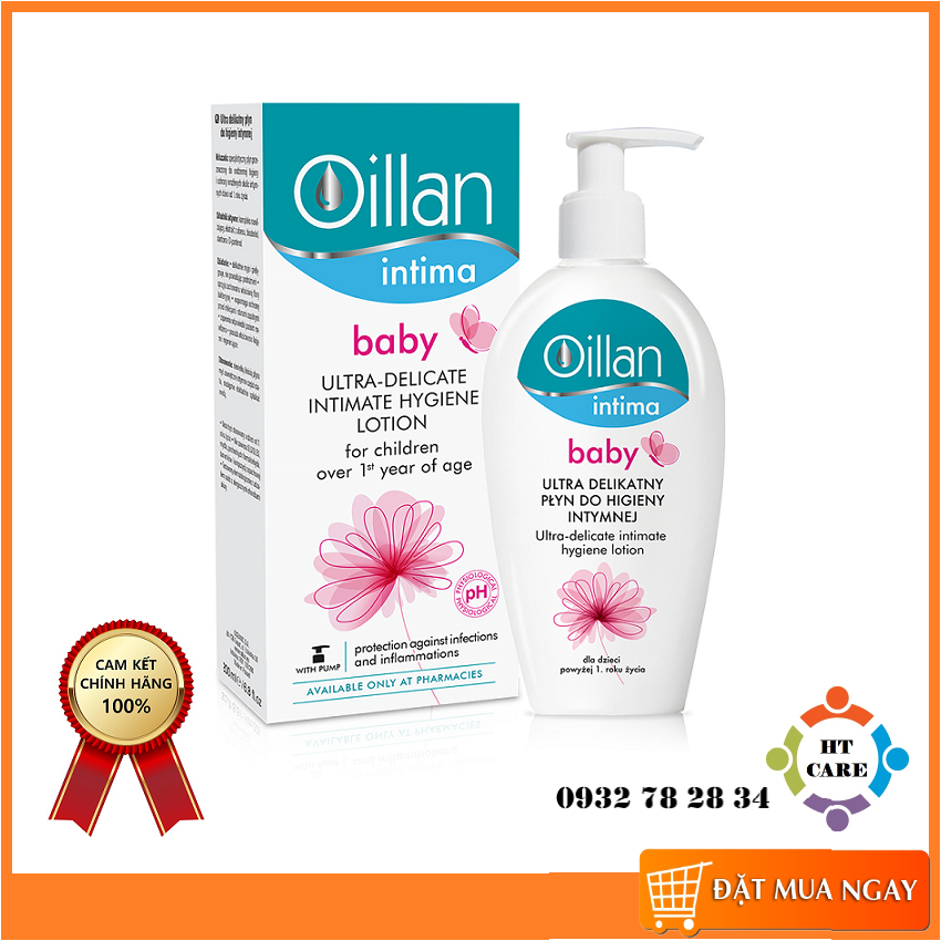 OILLAN INTIMA BABY – Dung dịch vệ sinh vùng kín cho bé gái từ 1 tuổi trở lên. (Chai 200ml)