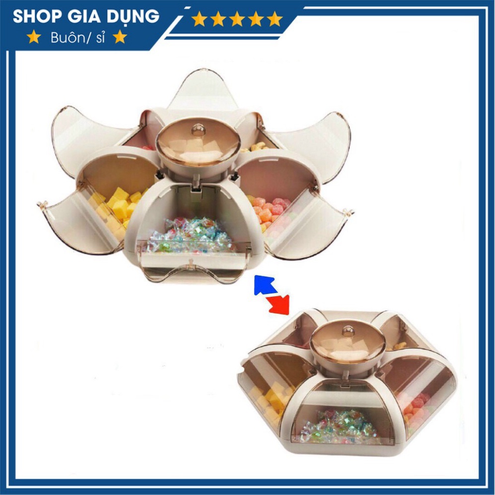 Khay đựng mứt tết , hộp mứt bánh kẹo hình hoa 6 cánh tự bung cao cấp mẫu mới nhất