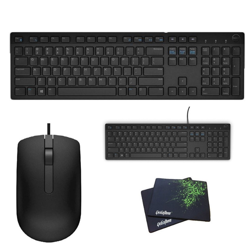 Bộ bàn phím Dell, Chuột Dell, cổng USB, màu đèn dùng văn phòng, chơi game bền bỉ. Bảo hành 12 tháng