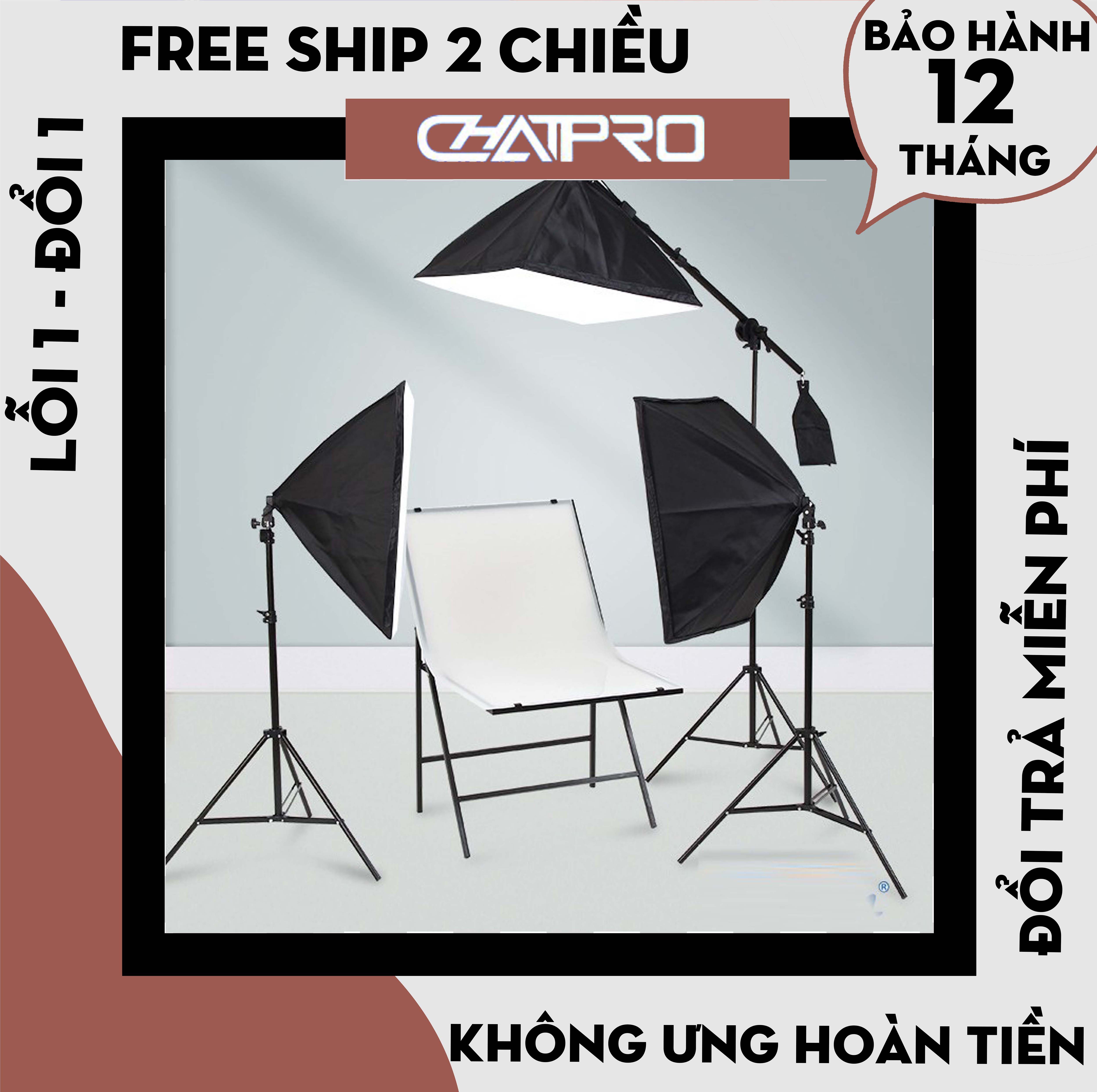Bộ Đèn Studio Chụp Ảnh Sản Phẩm Chân Đèn 2m Kèm Softbox 50x70 Hỗ Trợ Sáng, Có Thể Mua Kèm Bóng 150W