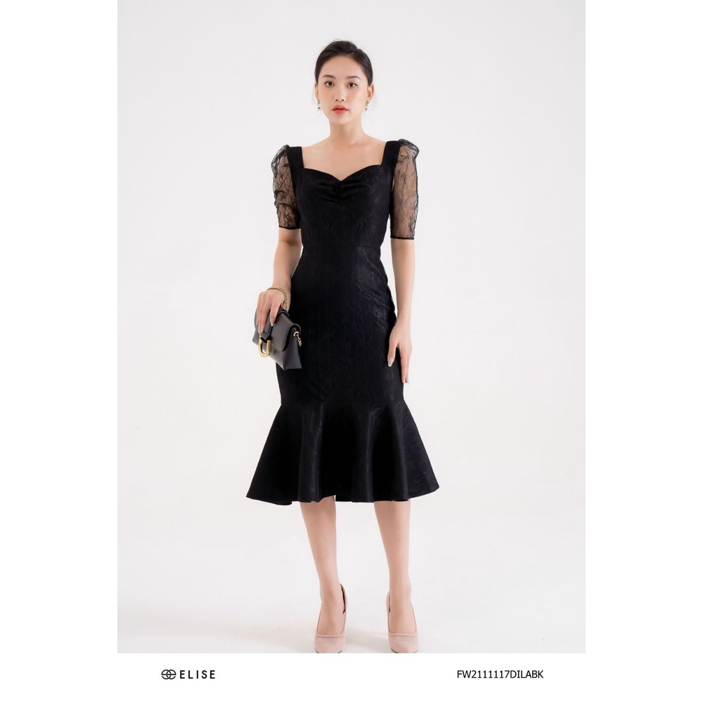 Đầm ren hoa đen cúp ngực thiết kế elise fw2111117dilabk