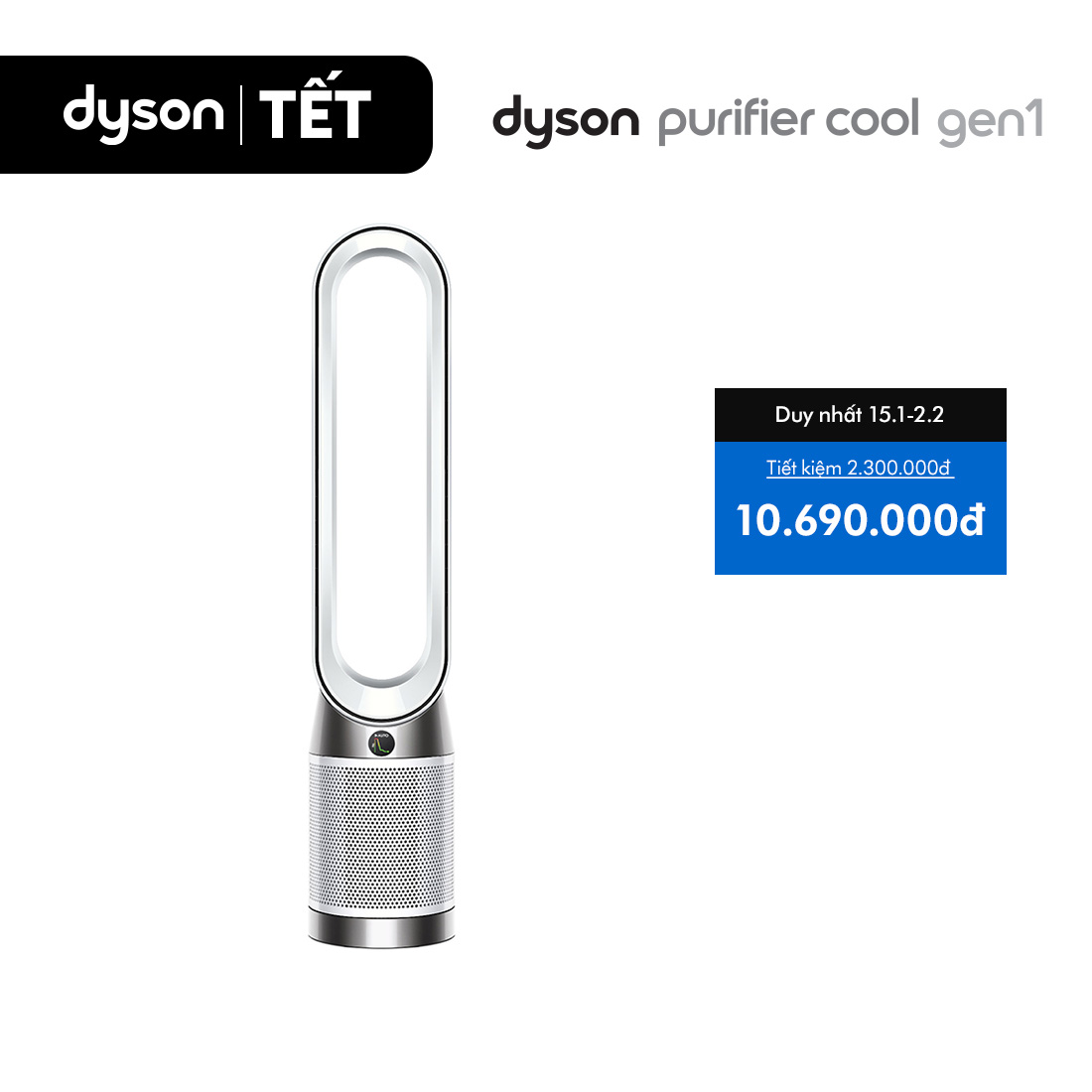 DUY NHẤT 1-3.1: VC 12% Tối đa 3 Triệu Máy lọc không khí Dyson Purifier Cool Gen1 TP10 Trắng Trắng