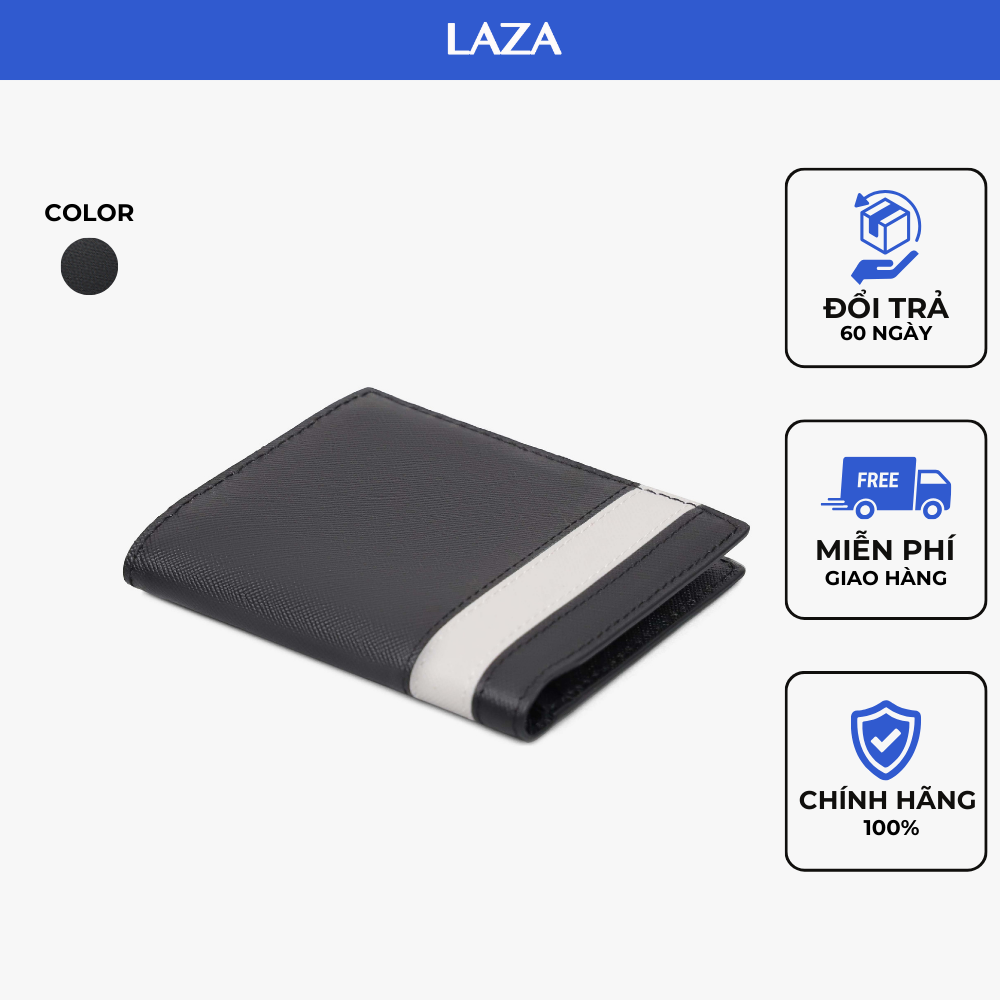 Ví da nam gập đôi dáng đứng LAZA - Card Lannis Wallet 612 - Chất liệu da Taiga nhập khẩu có độ bền cao