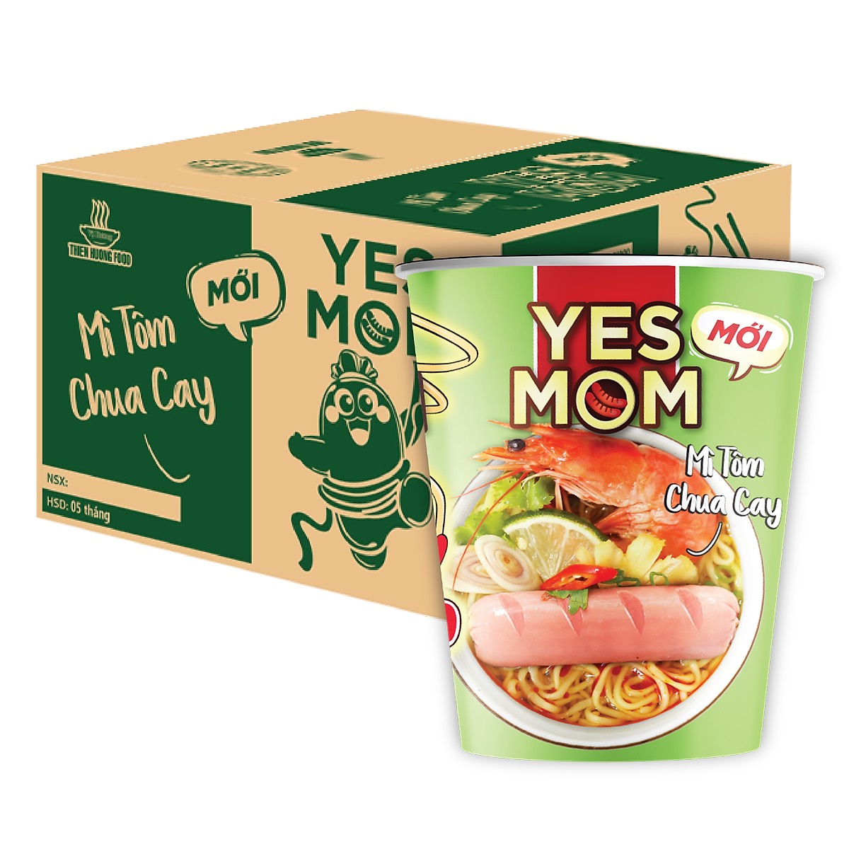 Mì ly YesMom tôm chua cay 76g