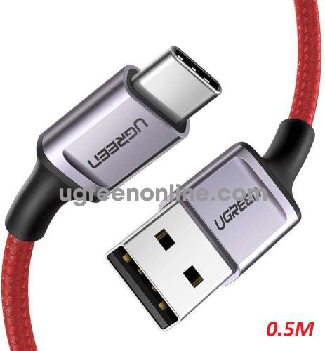 Ugreen 70294 0.5m màu đỏ cáp usb a ra type c hỗ trợ sạc nhanh 50cm đầu bọc nhôm chống nhiễu us292 70294