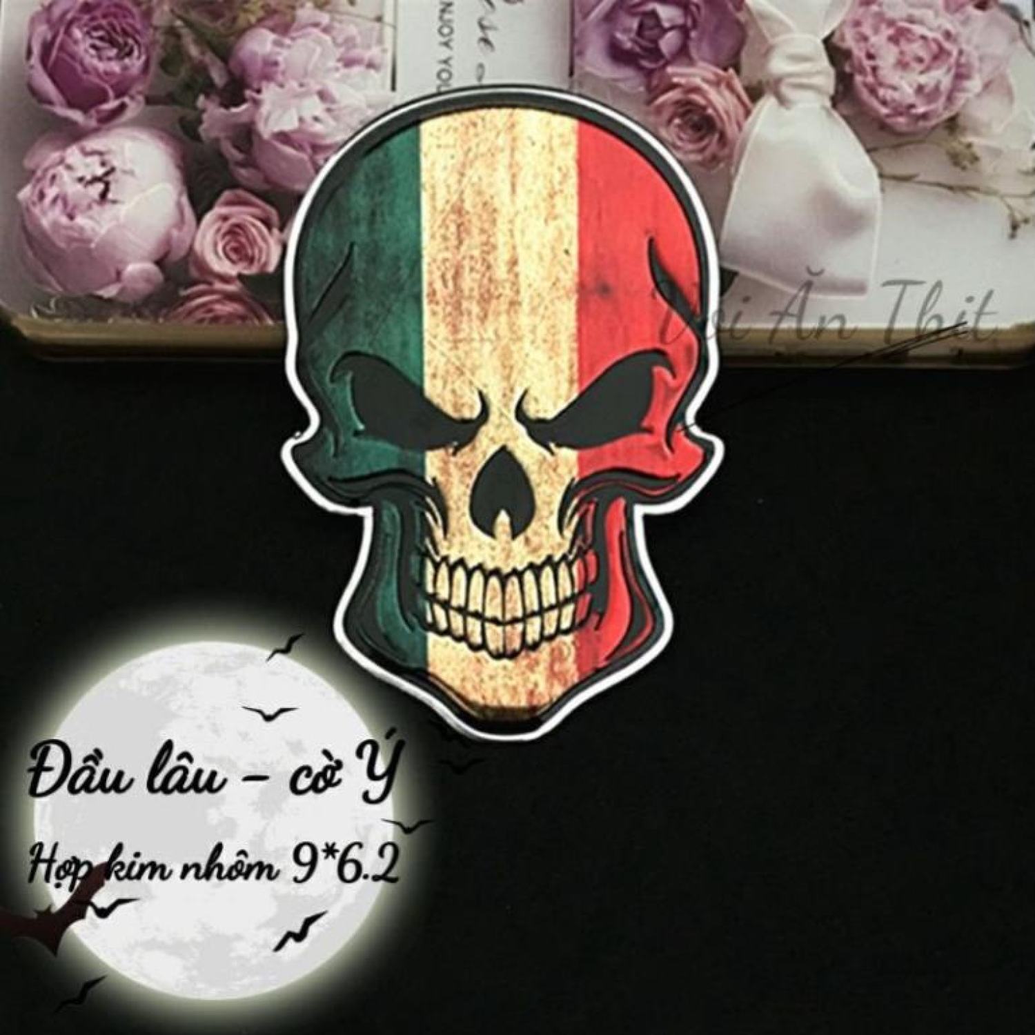Tem dán xe hình cờ Italia chất liệu hợp kim nhôm, logo italia dán xe oto, logo italia dán xe máy vespa chất lượng cao