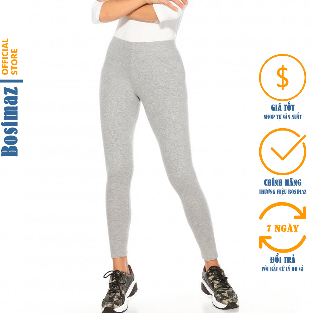 Quần Legging Nữ Bosimaz MS015 dài không túi màu tiêu xám nhạt cao cấp, thun co giãn 4 chiều, vải đẹp dày, thoáng mát không xù lông.