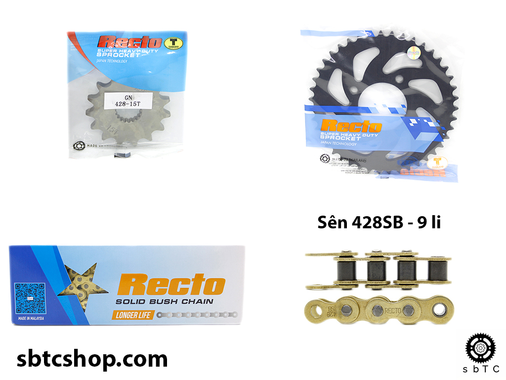 [HCM]NSD Nhông sên dĩa RECTO Suzuki GN125 HJ125 EN125 chính hãng