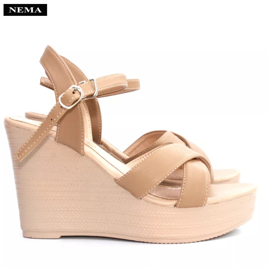 Dép Sandal đế xuồng cao gót 9P quai chéo NEMA NM6919