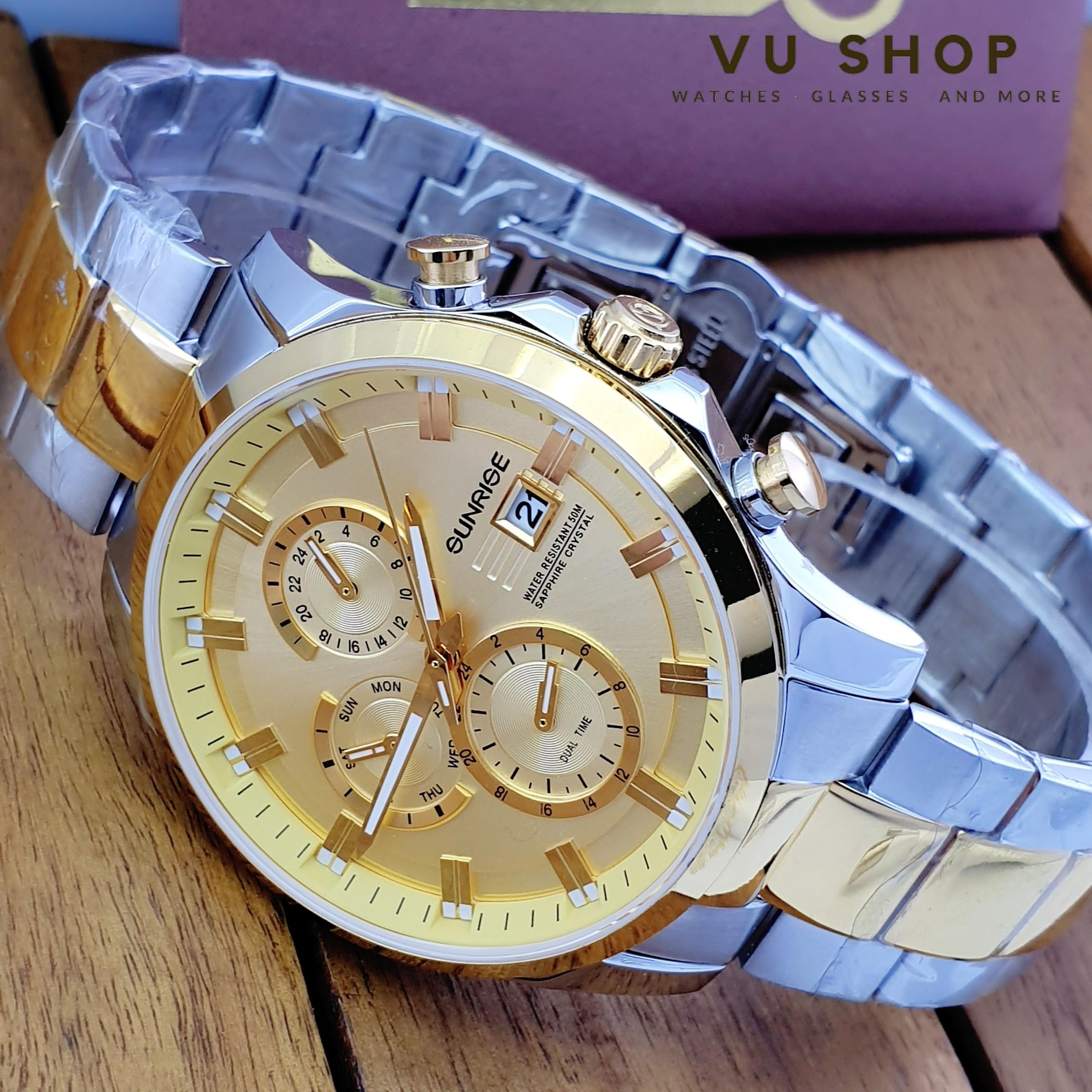 Đồng hồ nam sunrise 1139sa dual time - kính sapphire