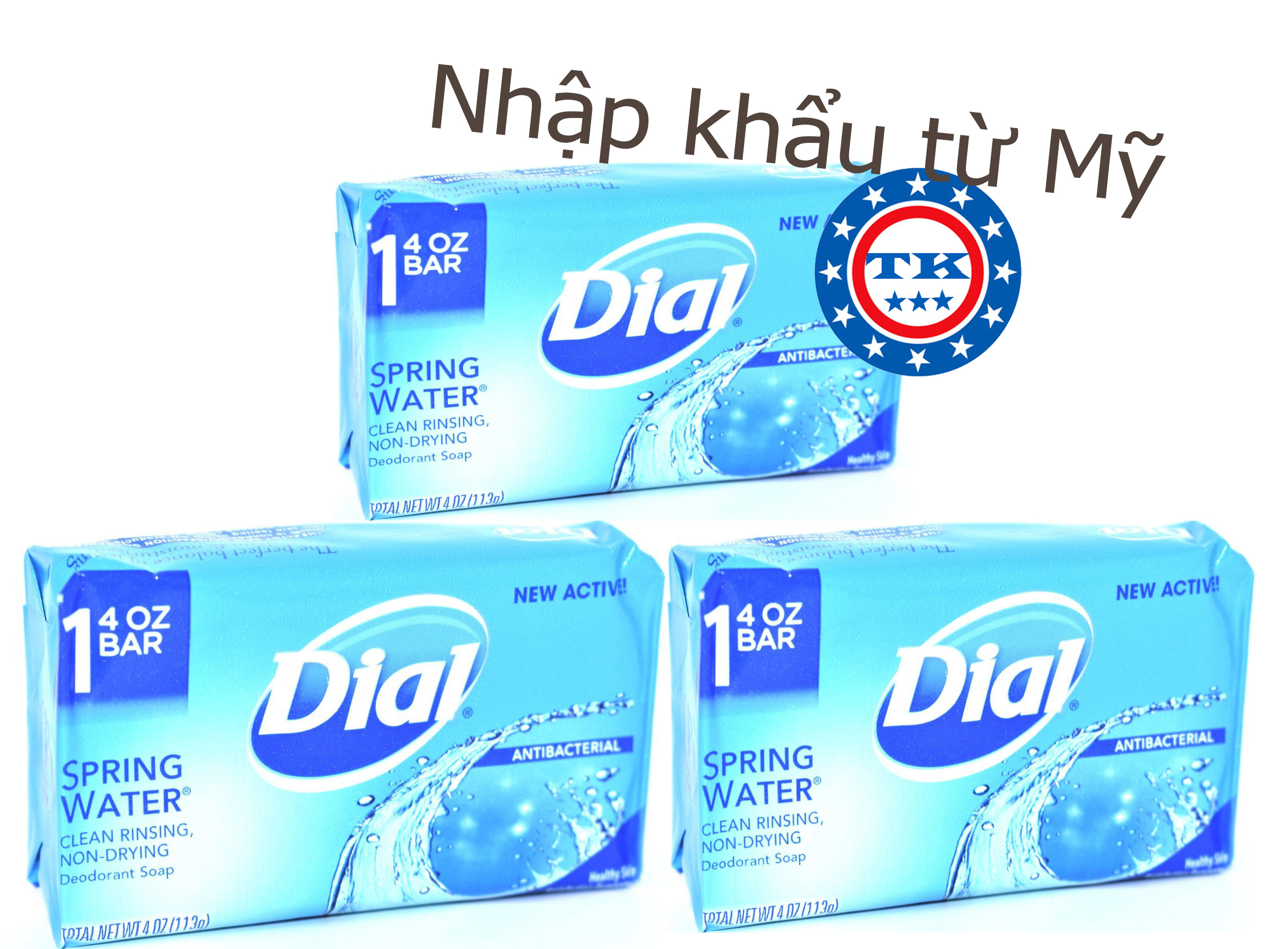 Combo 3 cục xà Bông Dial Spring Water Antibacterial Bar Soap 113g x 3 cục - Mỹ