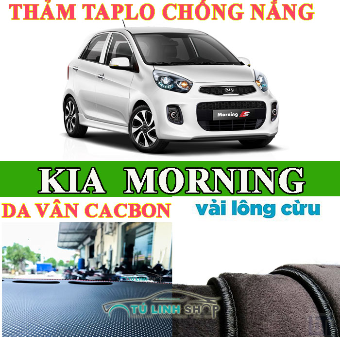 Thảm taplo kia morning bằng lông cừu 3 lớp hoặc da cacbon