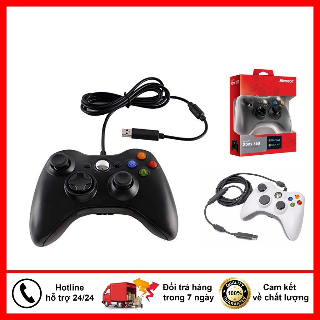 [HCM]Tay cầm chơi game có dây Microsoft Xbox360 - Dành cho PC TV Box Smart TV - Chơi F04 full skill - Có Rung