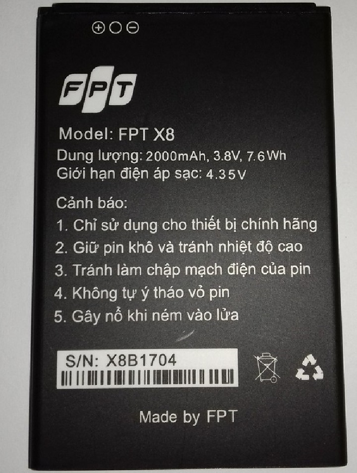 Pin fpt x8 zin hãng pin nhập khẩu