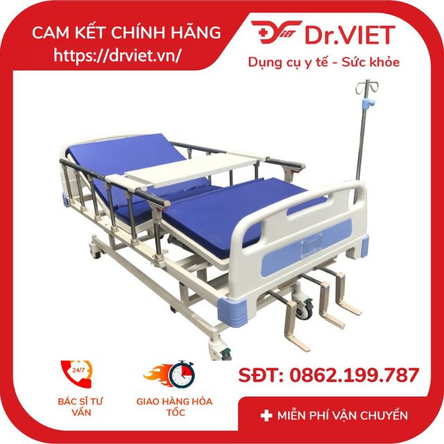 Haidesite M08 three crank manual hospital bed-with high quality plastic dining table-authentic