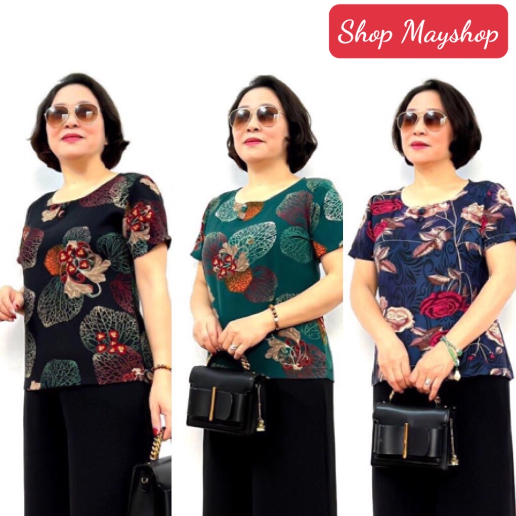 Áo trung niên cho mẹ- chất cát lụa hàn châu