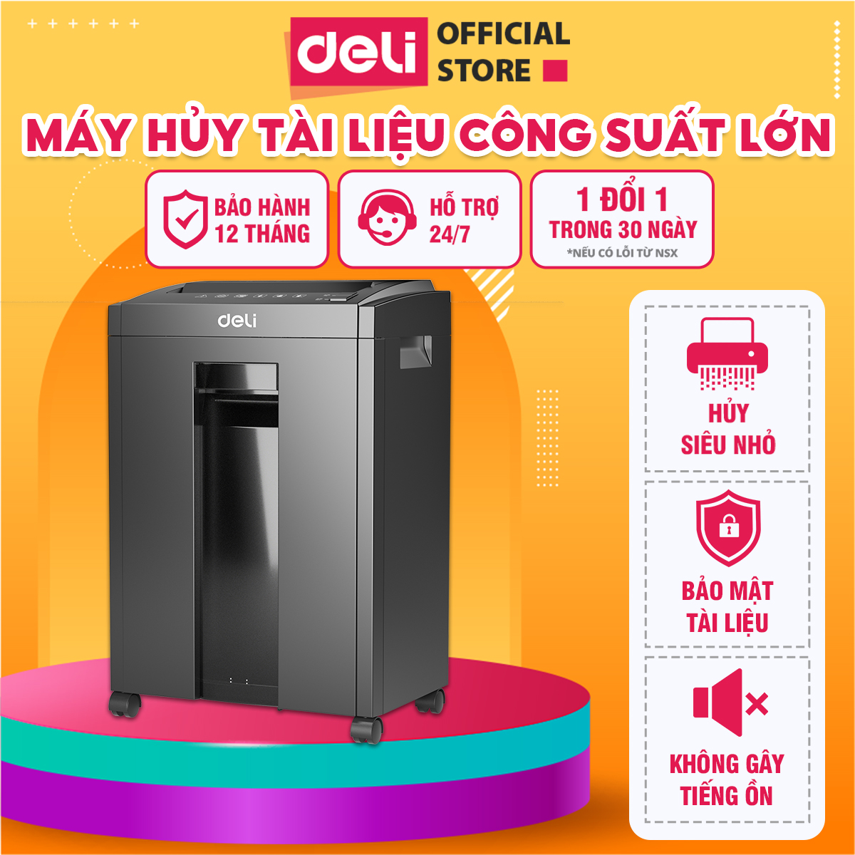  Máy Hủy Tài Liệu Deli ET054 - Công Suất Lớn Thiết Kế Cao Cấp - Máy Hủy Giấy Đa Năng với Khả Năng Hủy Giấy Tờ Tài Liệu Nhạy Cảm Thẻ Tín Dụng và Đĩa CD Phù Hợp Cho Môi Trường Doanh Nghiệp Văn Phòng Nhà Trường - Độ Bền Cao An Toàn và Hiệu Quả 