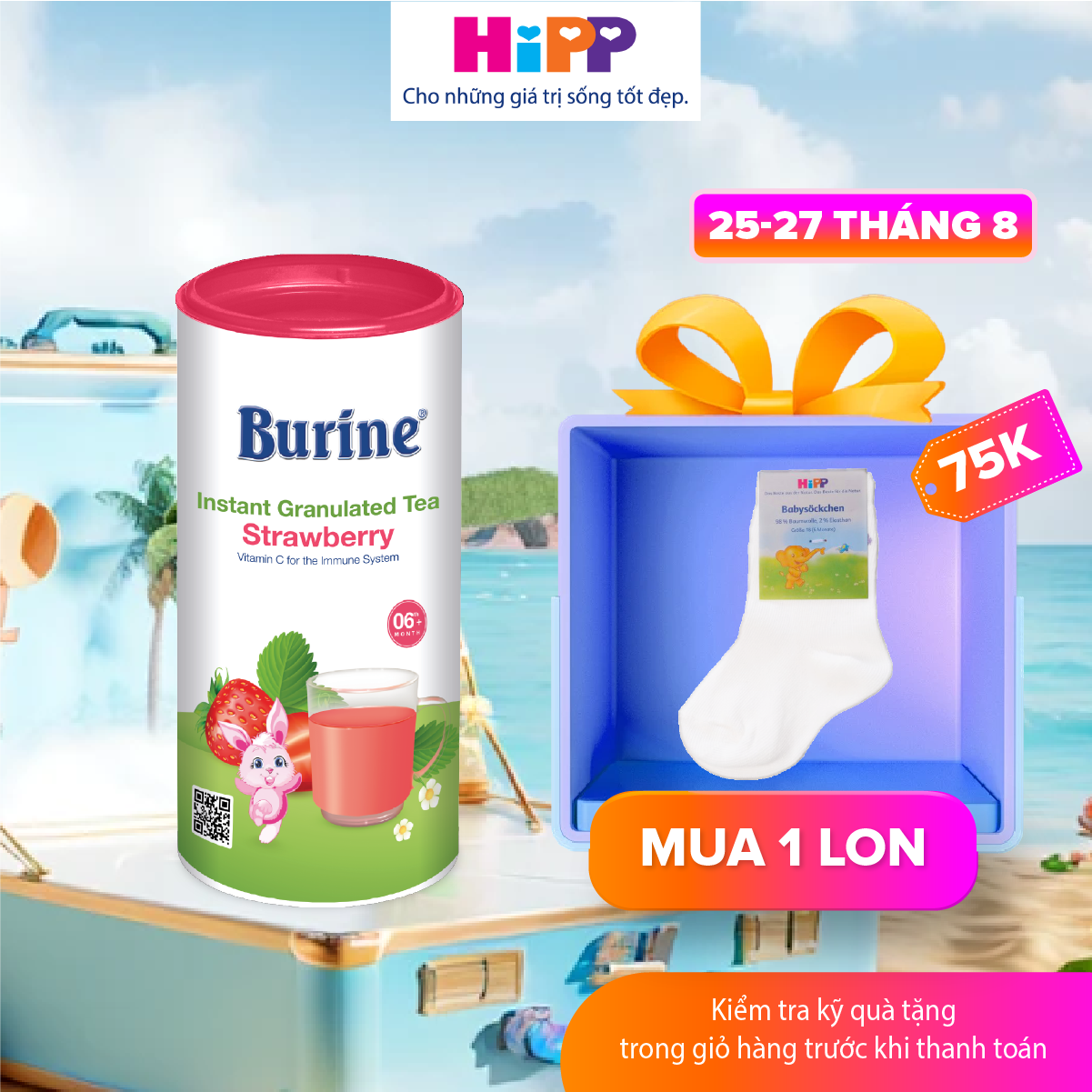 [NEW] Trà cốm hoa quả Burine dinh dưỡng dành cho bé - Vị Dâu tây giúp hỗ trợ giảm viêm nhiễm, tăng cường đề kháng (Không dành cho trẻ dưới 6 tháng tuổi) (13459)