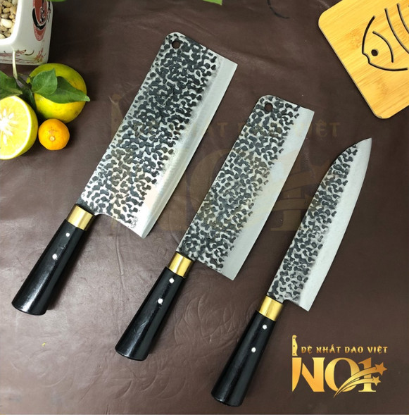 Dao phúc sen cs070 , bộ 3 dao nhà bếp làm từ thép nhíp cao cấp chống gỉ